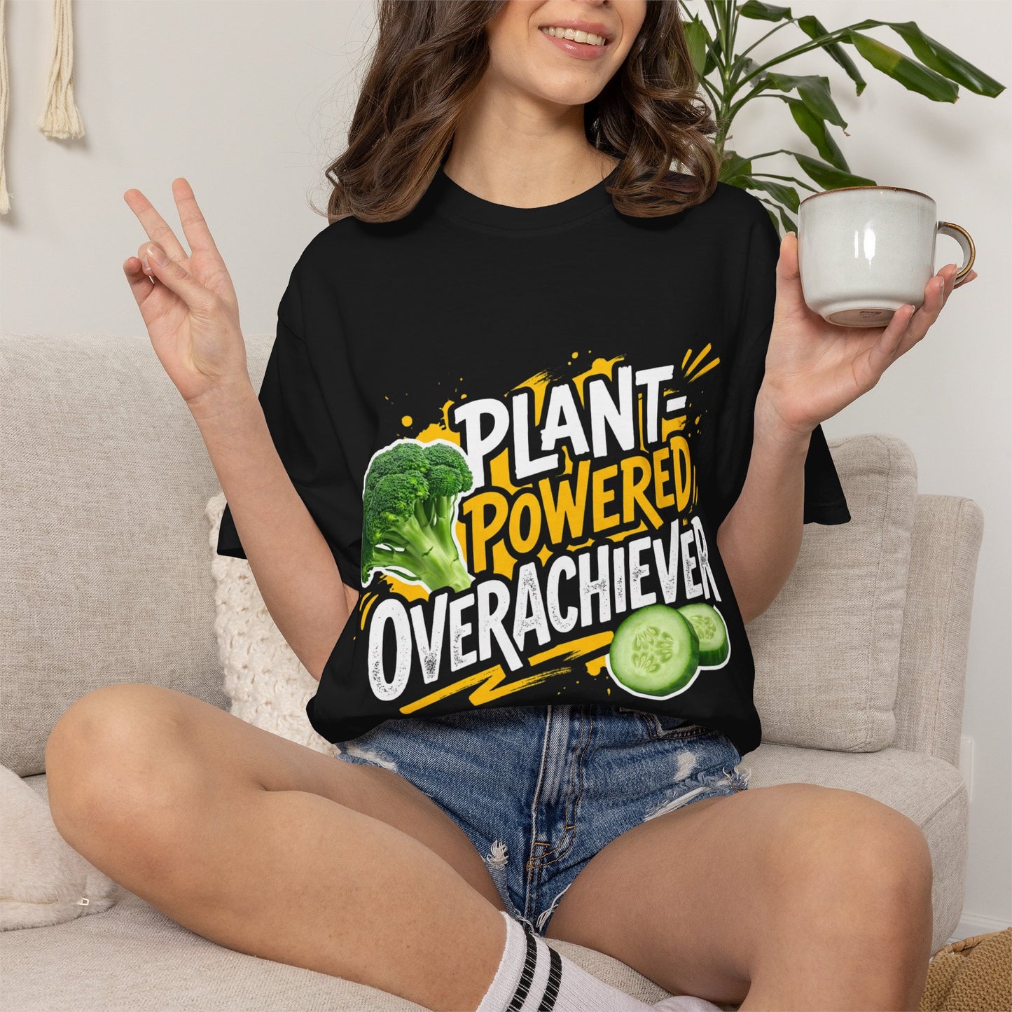 Veggie Powered T‑Shirt — Broccoli & Cucumber Plant‑Powered Graphic Tee