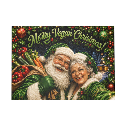 Merry Vegan Christmas Santa & Mrs Claus Puzzle | Holiday Jigsaw