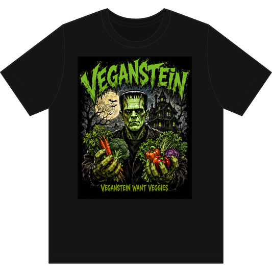 Halloween- Veganstein Want Veggies T-Shirt | Frankenstein Vegetable Horror Tee