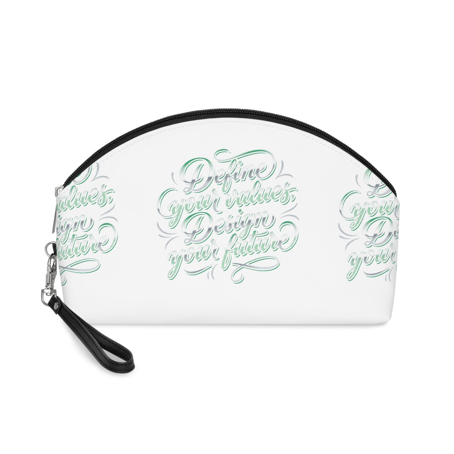 Vegan Slogan Makeup Bag — Mint Calligraphy Cosmetic Pouch (Personalize Your Design)