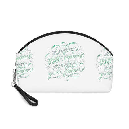 Vegan Slogan Makeup Bag — Mint Calligraphy Cosmetic Pouch (Personalize Your Design)