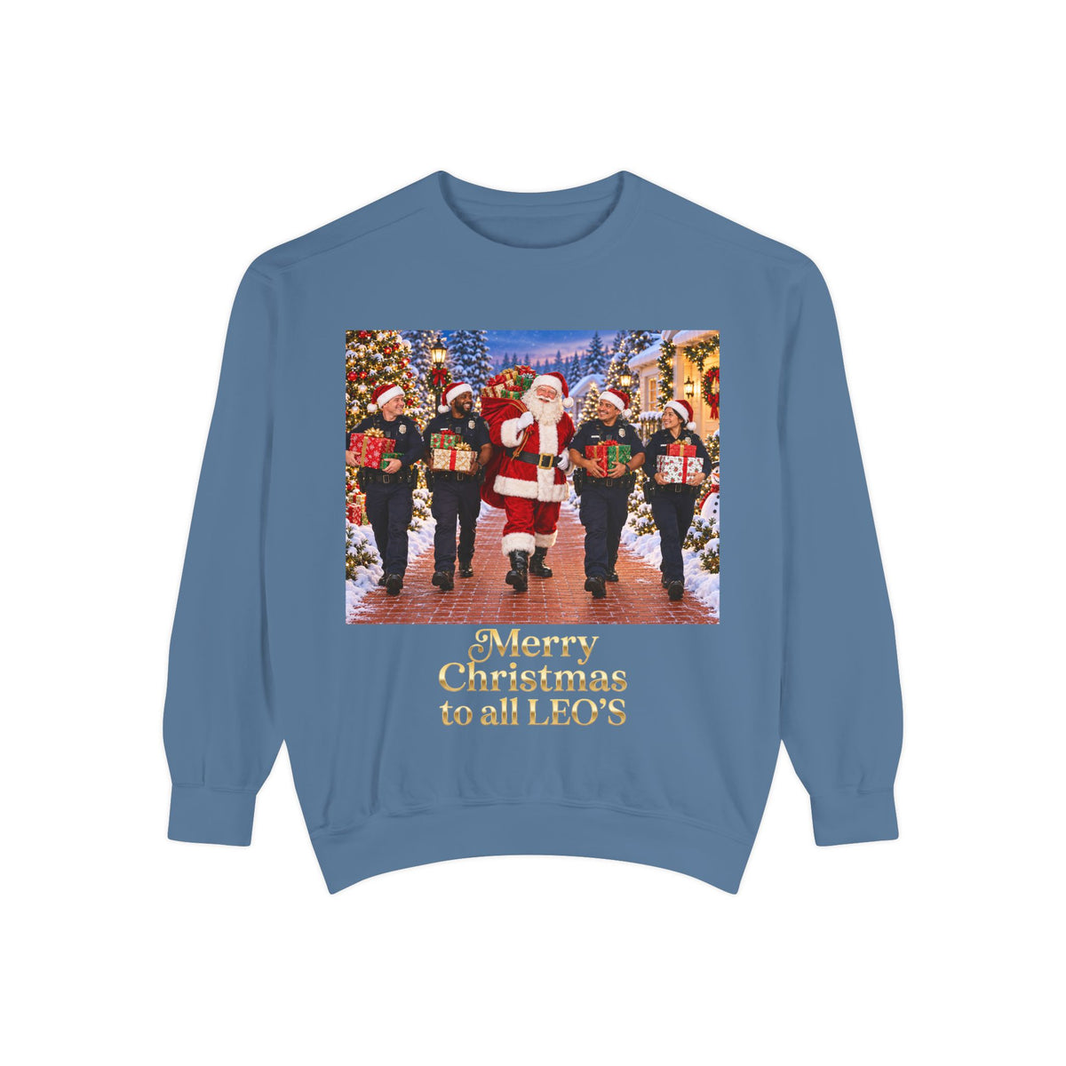 Christmas Sweatshirt — “Merry Christmas to all LEO’s” Holiday Police & Santa Crewneck