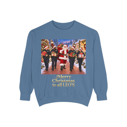 Christmas Sweatshirt — “Merry Christmas to all LEO’s” Holiday Police & Santa Crewneck