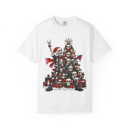 Skeleton Rocker Christmas Shirt | Skull Christmas Tree | Gothic Holiday Metal Design | Alternative Xmas Gift | Dark Christmas Tee