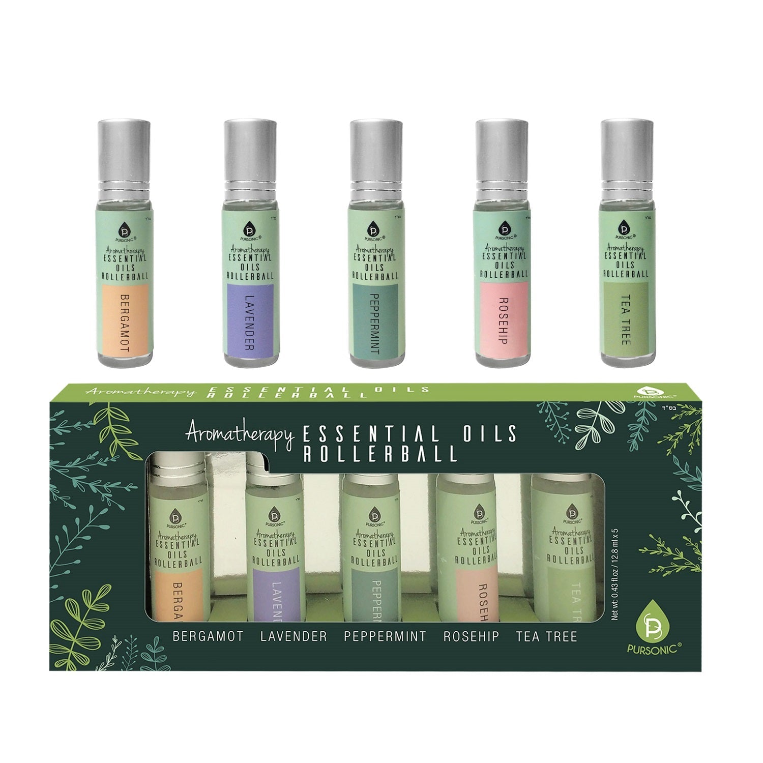 Aromatherapy Essential Oils Rollerballs (Bergamot, Lavender, Peppermint, Rosehip, Tea Tree) - ConsciousValues