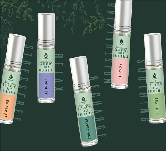 Aromatherapy Essential Oils Rollerballs (Bergamot, Lavender, Peppermint, Rosehip, Tea Tree) - ConsciousValues