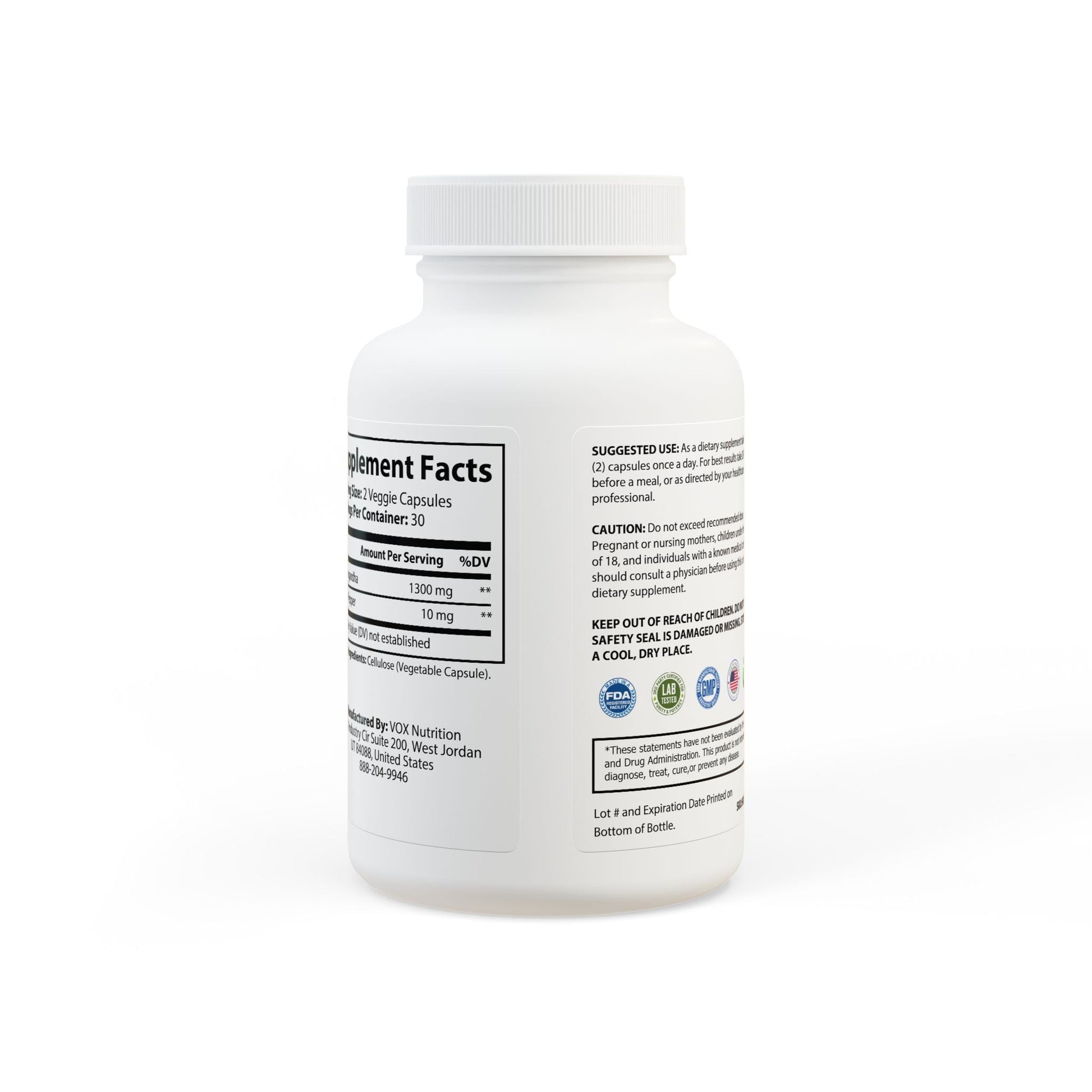Ashwagandha and Black Pepper Supplement (60 capsules) - ConsciousValues