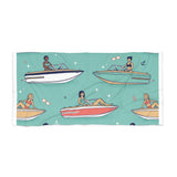 Boat Girls Beach Towel — Retro Motorboat Pattern Summer Towel - ConsciousValues