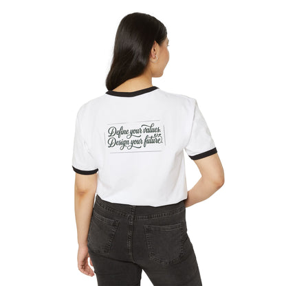 ConsciousValues Vegan Logo Ringer Tee – “Define Your Values, Design Your Future” Veganism inspired T Shirt - ConsciousValues