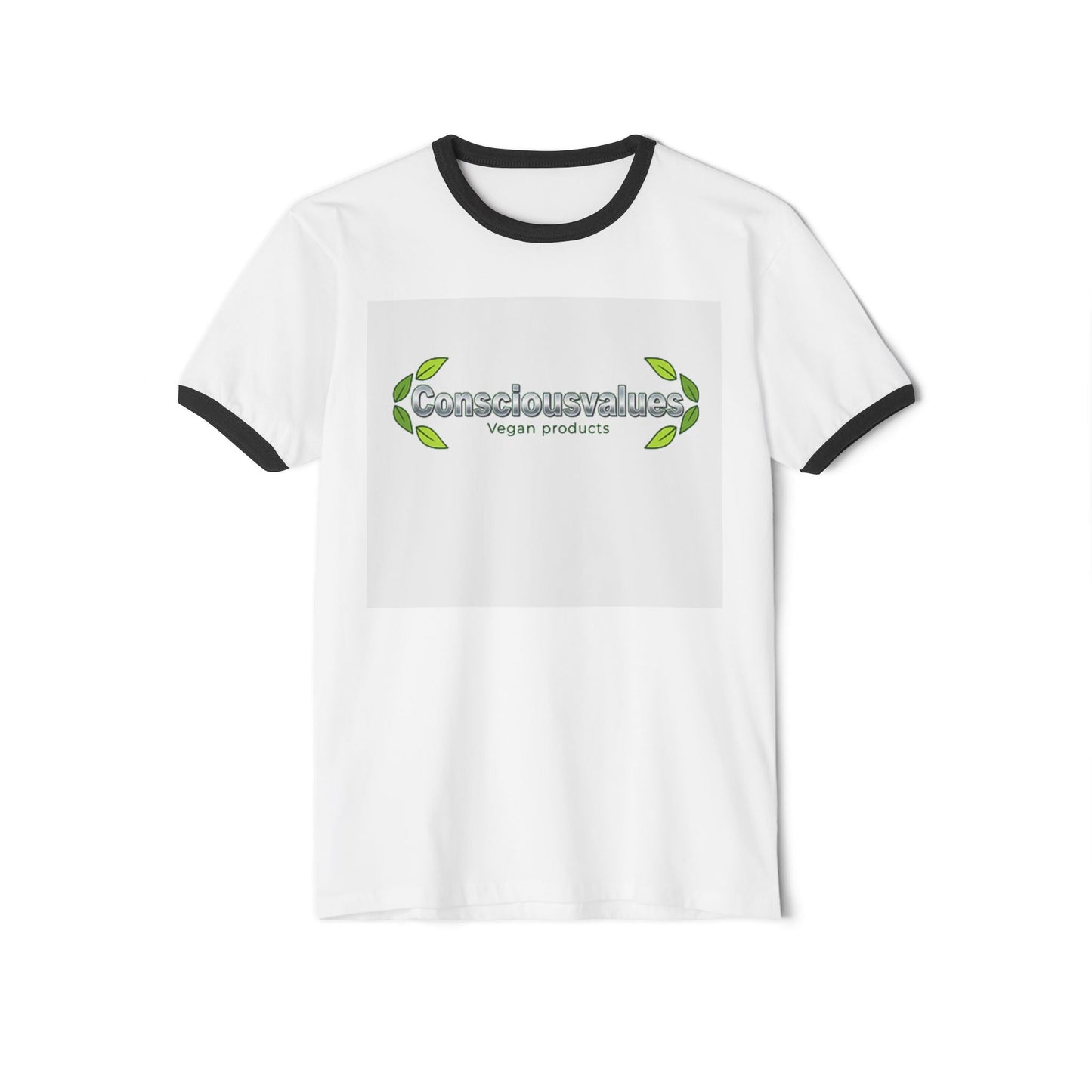 ConsciousValues Vegan Logo Ringer Tee – “Define Your Values, Design Your Future” Veganism inspired T Shirt - ConsciousValues