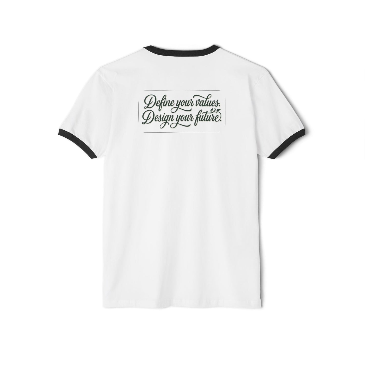 ConsciousValues Vegan Logo Ringer Tee – “Define Your Values, Design Your Future” Veganism inspired T Shirt - ConsciousValues