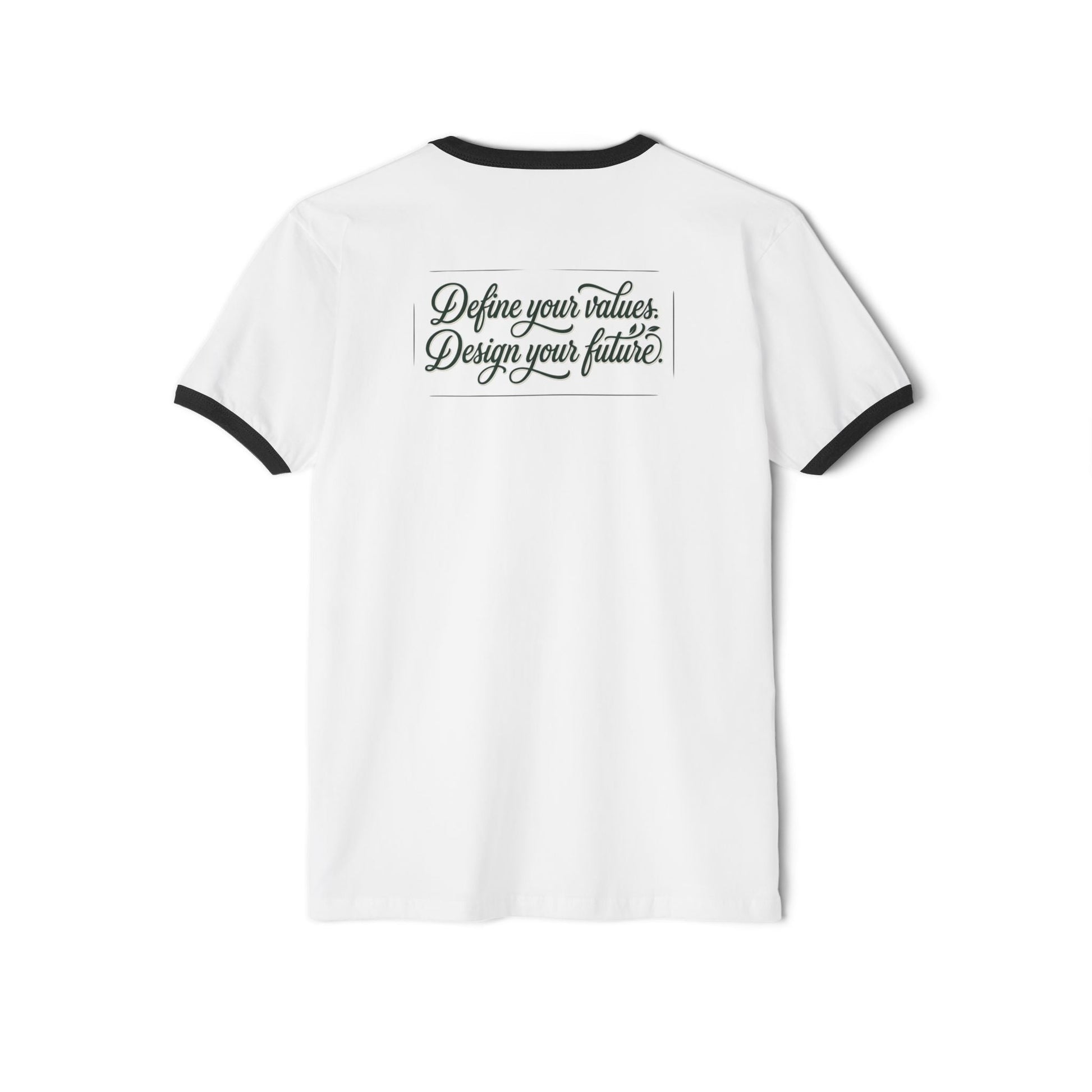 ConsciousValues Vegan Logo Ringer Tee – “Define Your Values, Design Your Future” Veganism inspired T Shirt - ConsciousValues