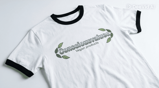 ConsciousValues Vegan Logo Ringer Tee – “Define Your Values, Design Your Future” Veganism inspired T Shirt - ConsciousValues