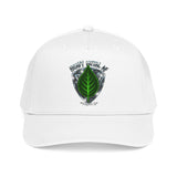 Green Leaf Shield "Vegan & Heavy Metal AF" Mid Profile Baseball Cap | Chrome Emblem - ConsciousValues