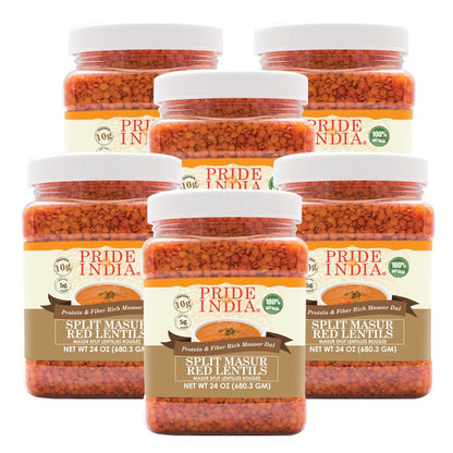Indian Split Masur Red Lentils - Protein & Fiber Rich Masoor Dal Jar - ConsciousValues