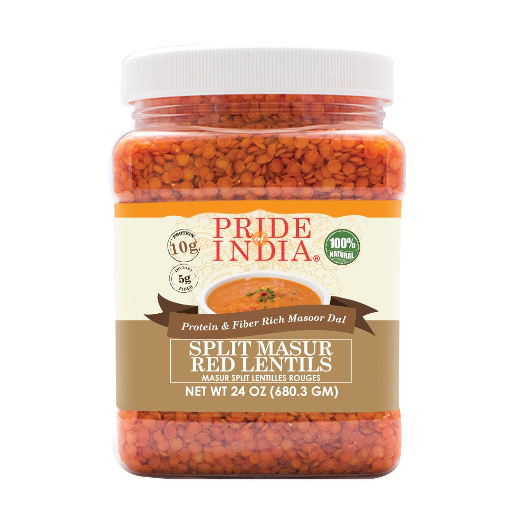 Indian Split Masur Red Lentils - Protein & Fiber Rich Masoor Dal Jar - ConsciousValues