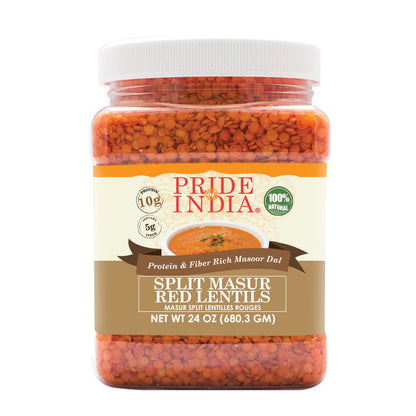 Indian Split Masur Red Lentils - Protein & Fiber Rich Masoor Dal Jar - ConsciousValues