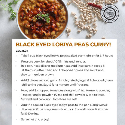 Indian Whole Black Eyed Peas - Protein & Fiber Rich Lobiya Jar - ConsciousValues