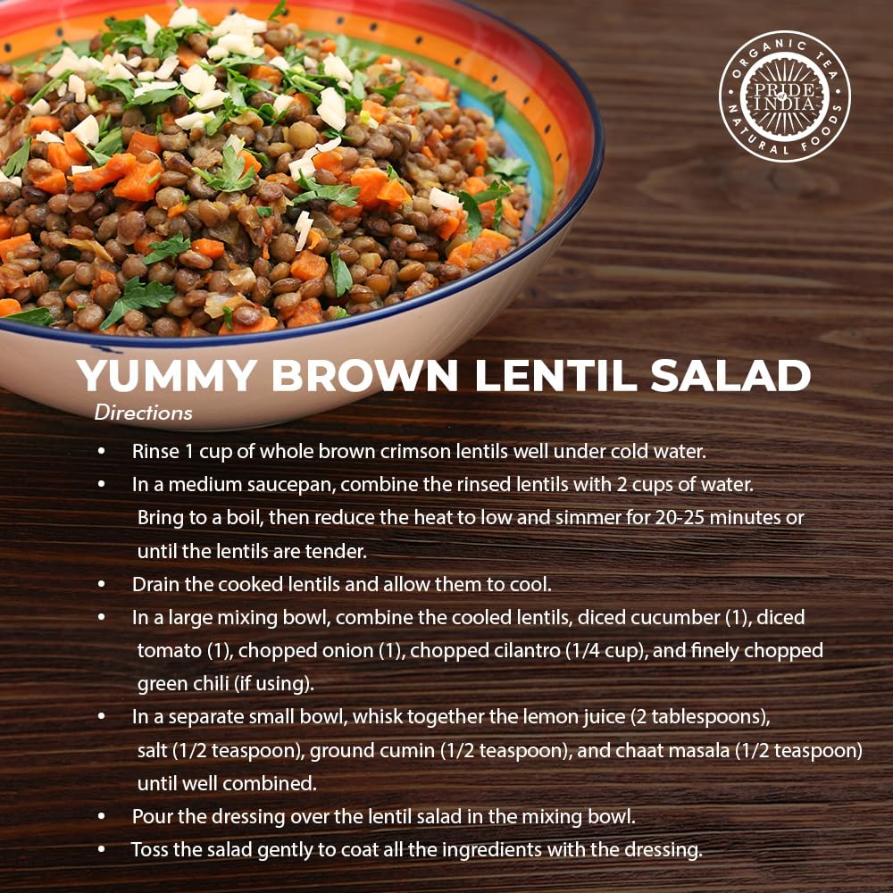 Indian Whole Brown Crimson Lentils - Protein & Fiber Rich Masoor Whole Jar - ConsciousValues