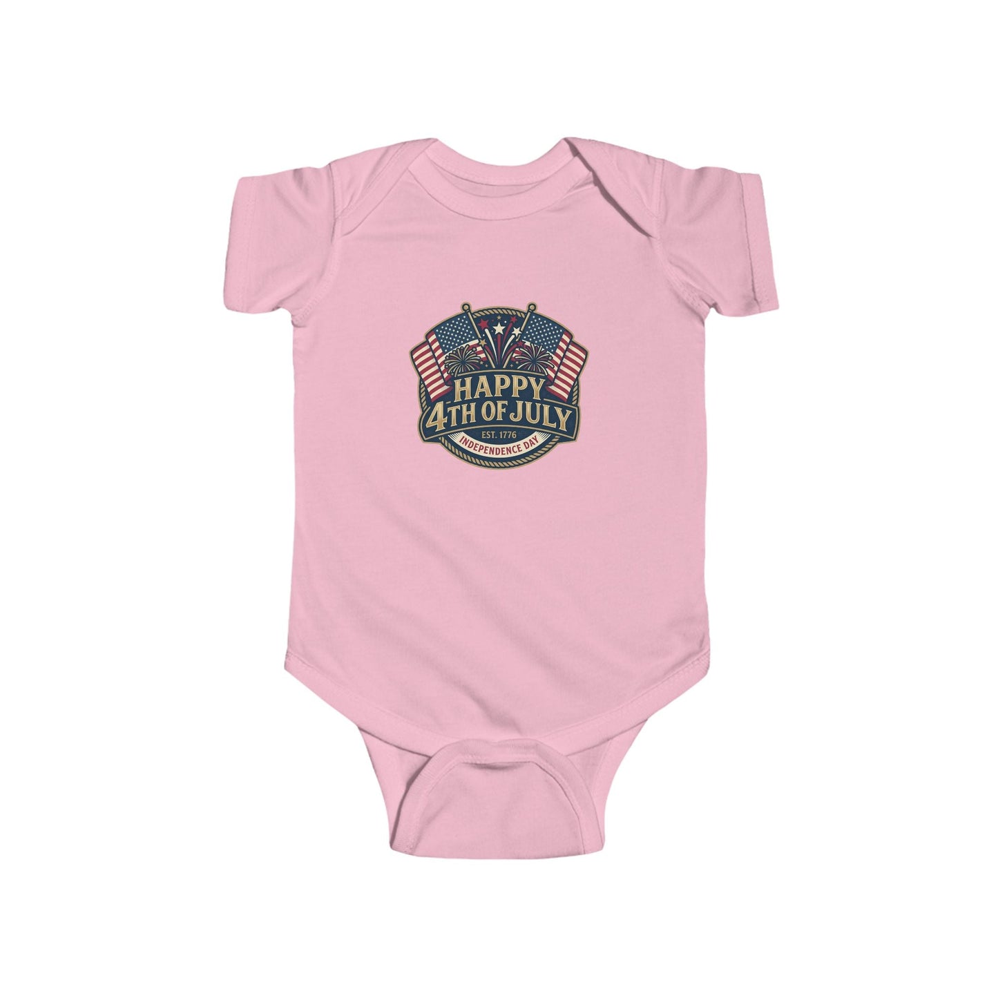 Infant Bodysuit – "Happy 4th of July" American Flag Baby Onesie - ConsciousValues