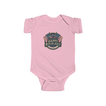 Infant Bodysuit – "Happy 4th of July" American Flag Baby Onesie - ConsciousValues