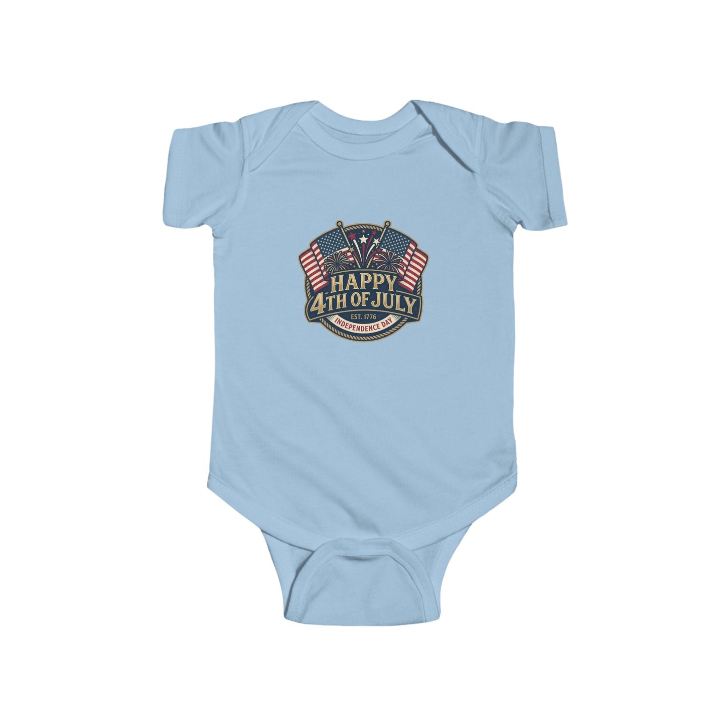 Infant Bodysuit – "Happy 4th of July" American Flag Baby Onesie - ConsciousValues