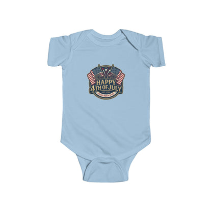 Infant Bodysuit – "Happy 4th of July" American Flag Baby Onesie - ConsciousValues