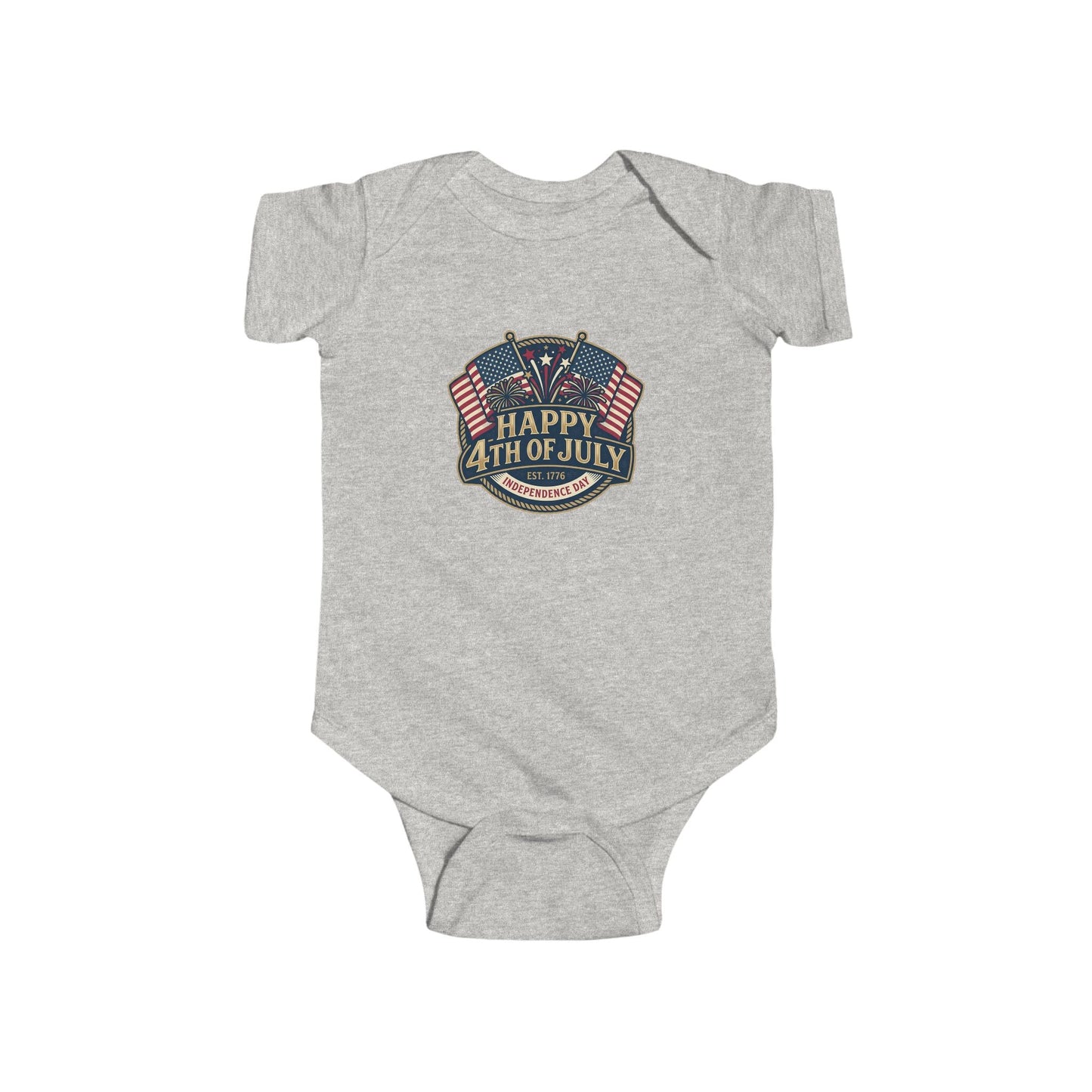 Infant Bodysuit – "Happy 4th of July" American Flag Baby Onesie - ConsciousValues