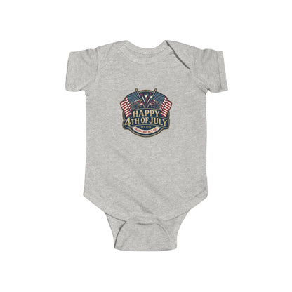 Infant Bodysuit – "Happy 4th of July" American Flag Baby Onesie - ConsciousValues