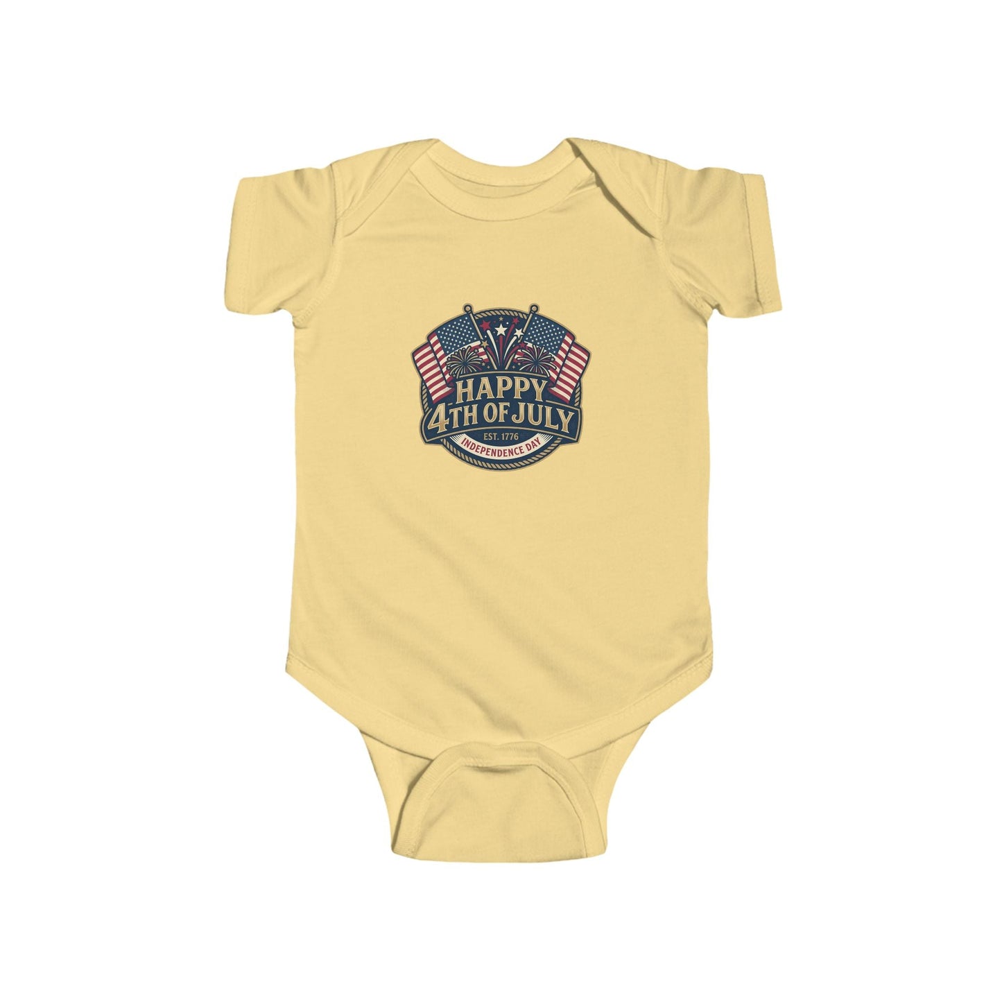 Infant Bodysuit – "Happy 4th of July" American Flag Baby Onesie - ConsciousValues