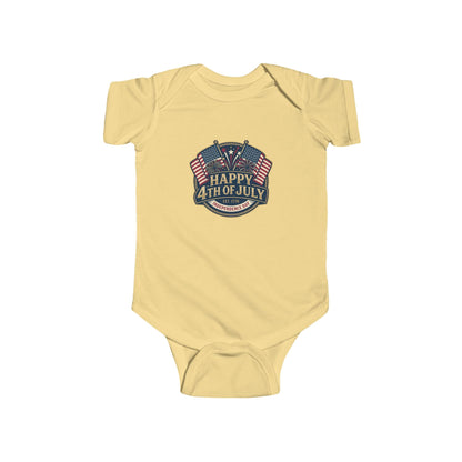 Infant Bodysuit – "Happy 4th of July" American Flag Baby Onesie - ConsciousValues