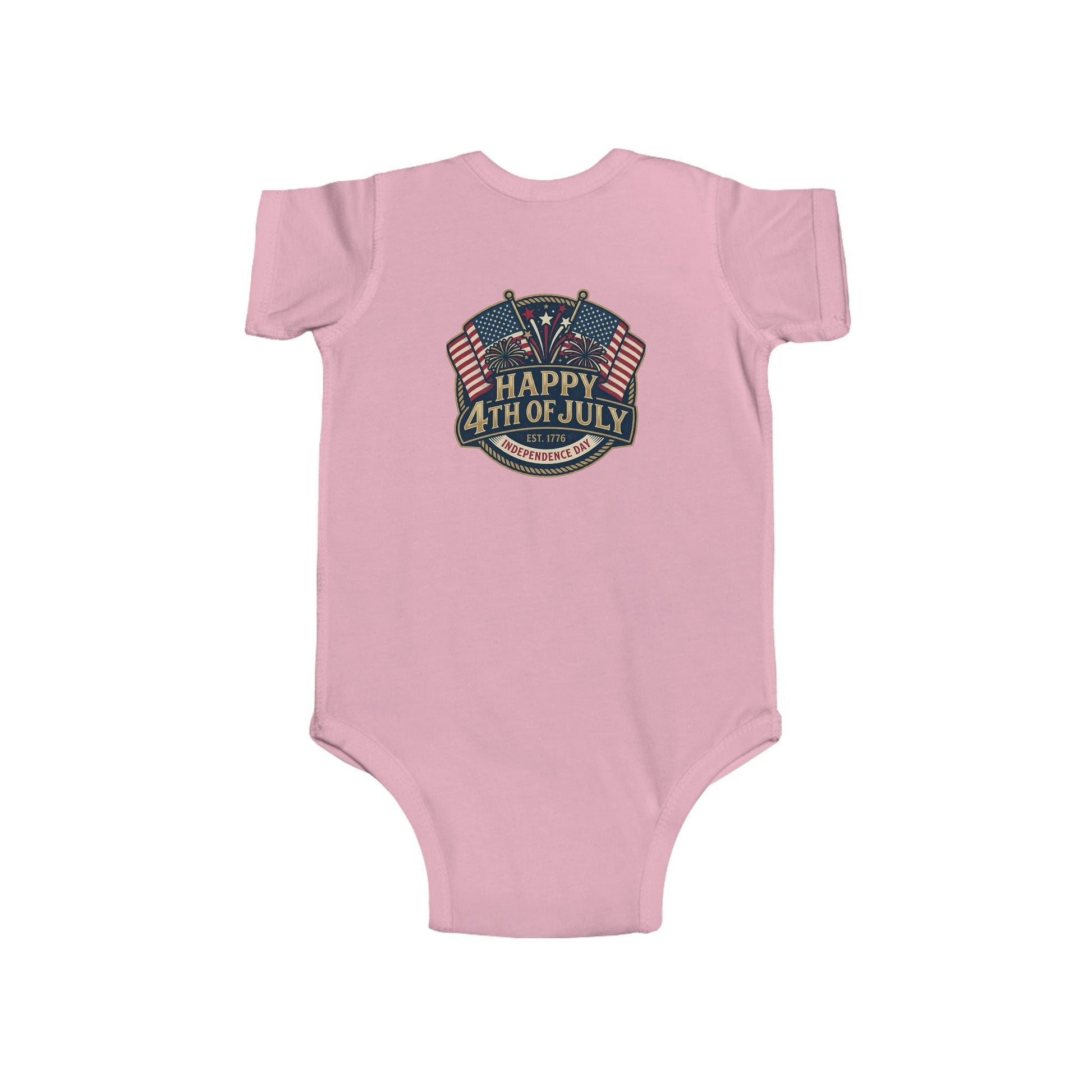 Infant Bodysuit – "Happy 4th of July" American Flag Baby Onesie - ConsciousValues