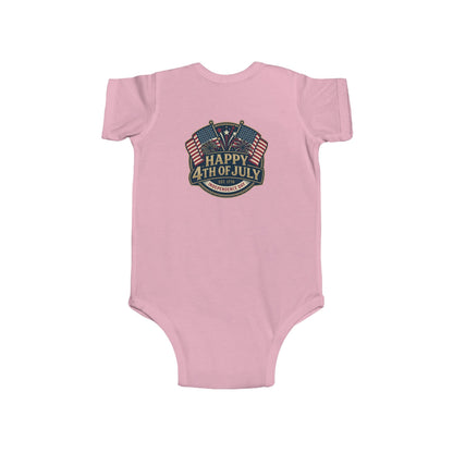Infant Bodysuit – "Happy 4th of July" American Flag Baby Onesie - ConsciousValues