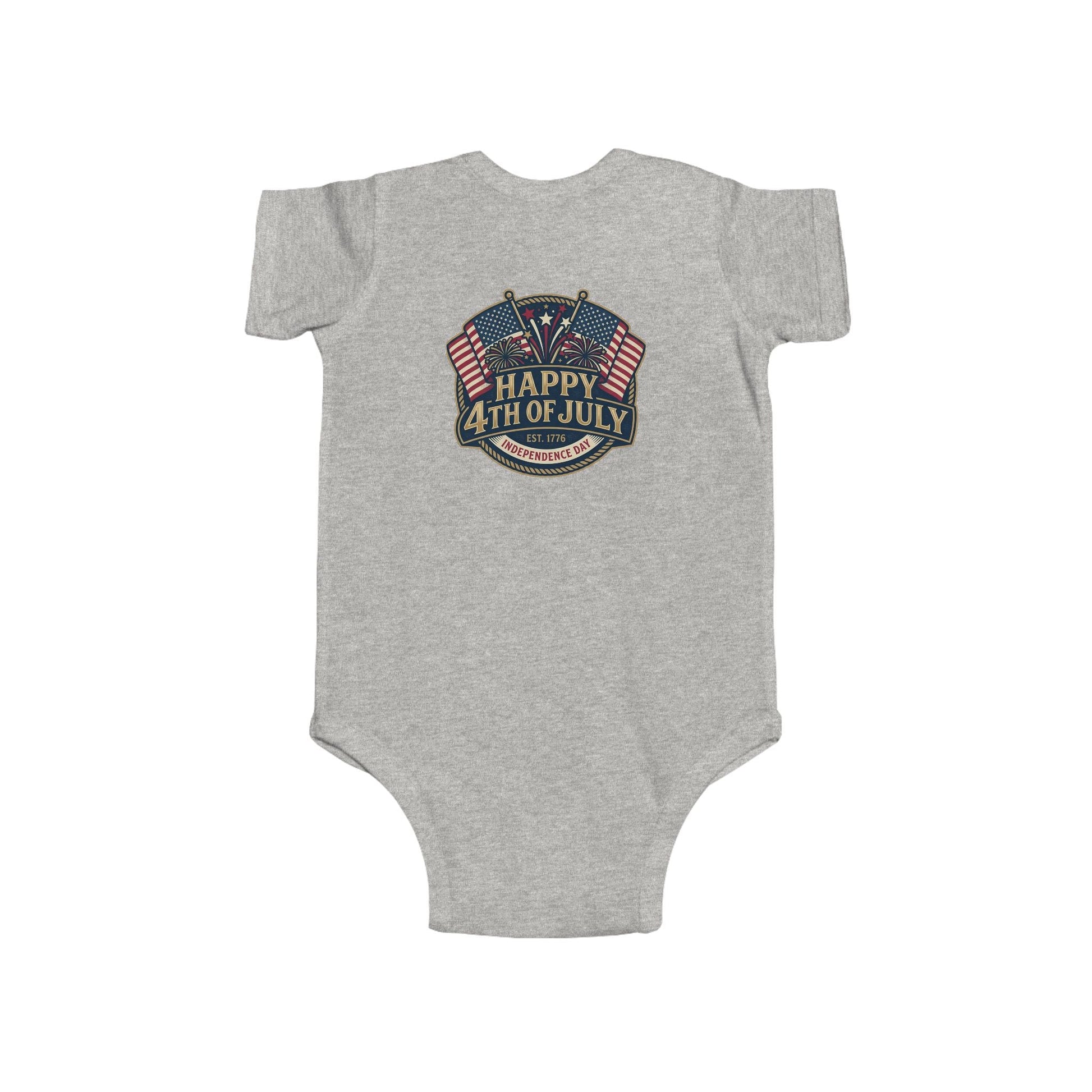 Infant Bodysuit – "Happy 4th of July" American Flag Baby Onesie - ConsciousValues