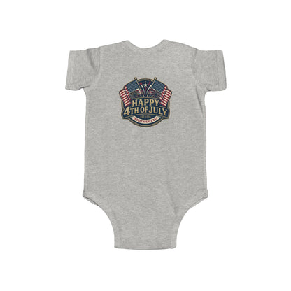 Infant Bodysuit – "Happy 4th of July" American Flag Baby Onesie - ConsciousValues