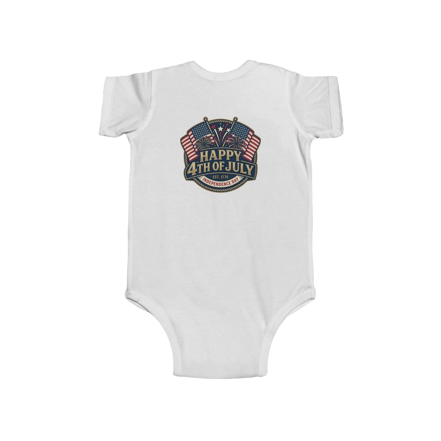 Infant Bodysuit – "Happy 4th of July" American Flag Baby Onesie - ConsciousValues