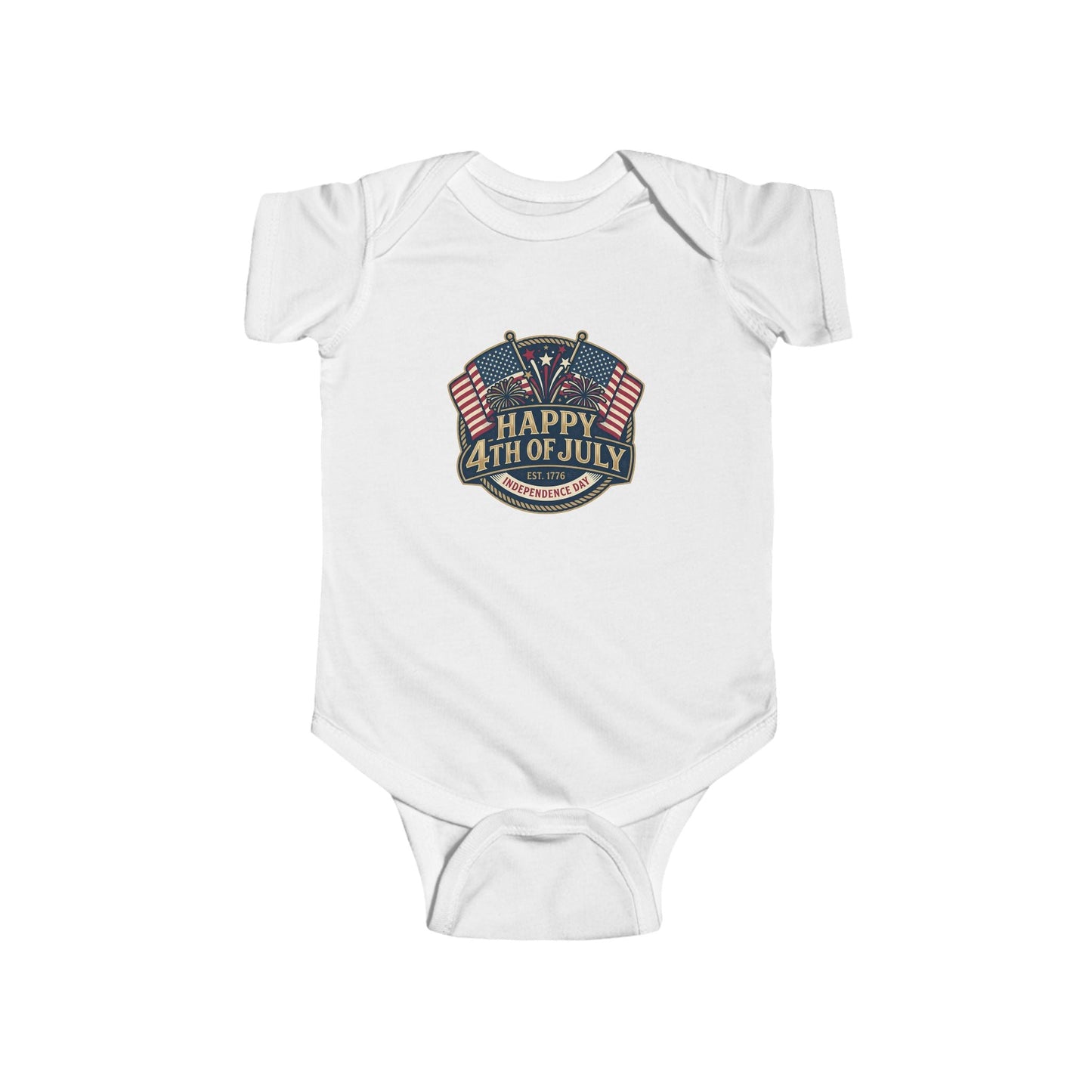 Infant Bodysuit – "Happy 4th of July" American Flag Baby Onesie - ConsciousValues