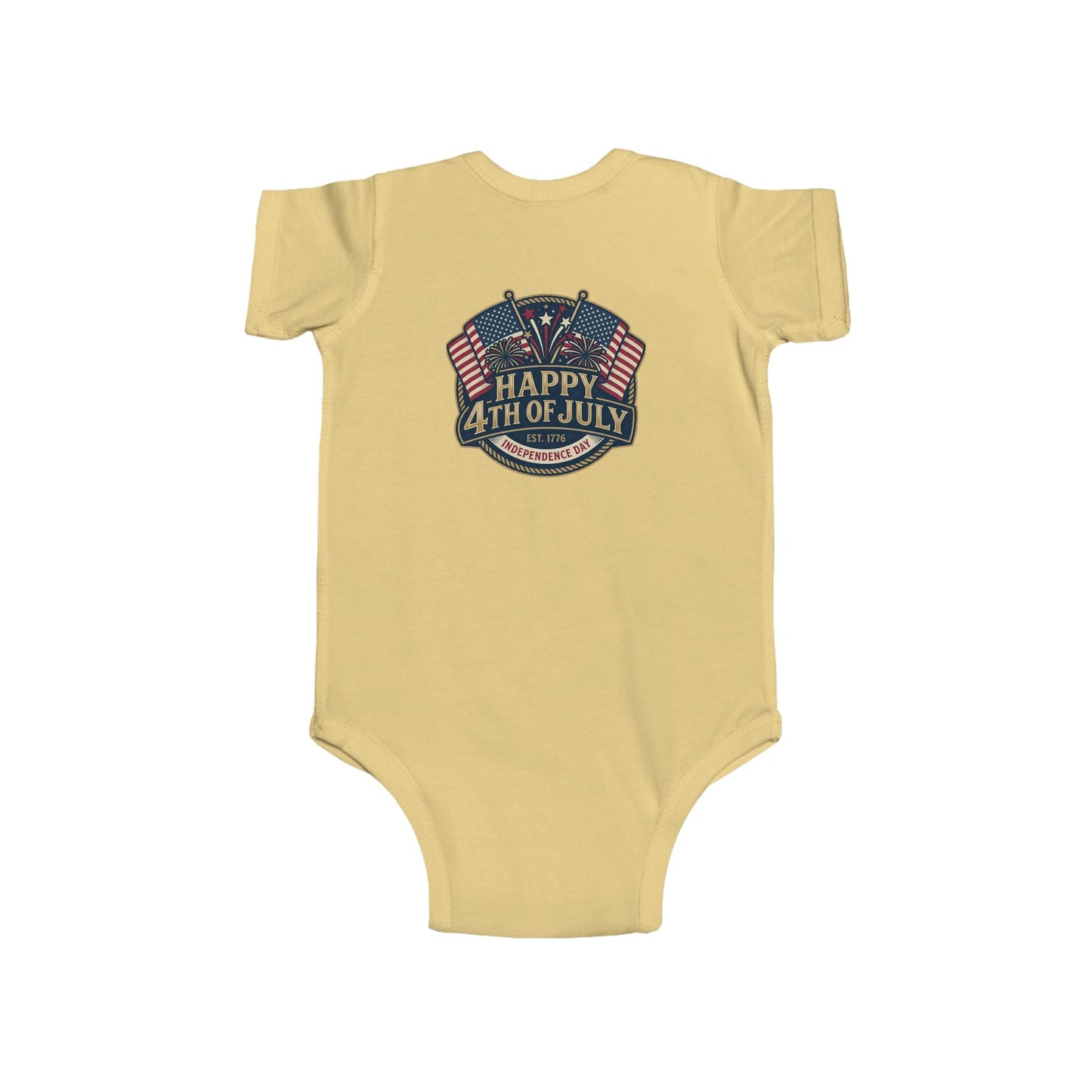 Infant Bodysuit – "Happy 4th of July" American Flag Baby Onesie - ConsciousValues