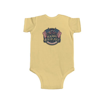 Infant Bodysuit – "Happy 4th of July" American Flag Baby Onesie - ConsciousValues