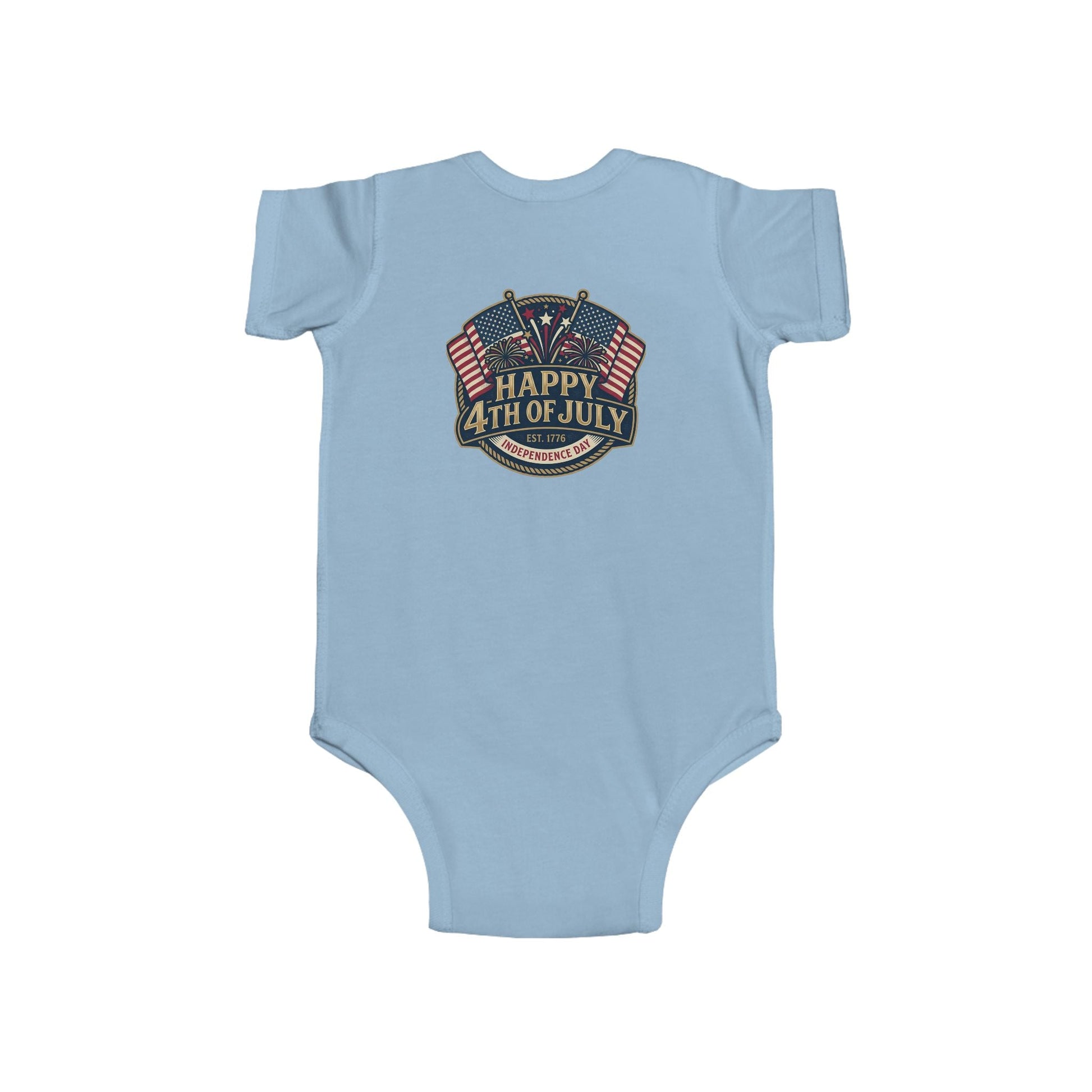 Infant Bodysuit – "Happy 4th of July" American Flag Baby Onesie - ConsciousValues