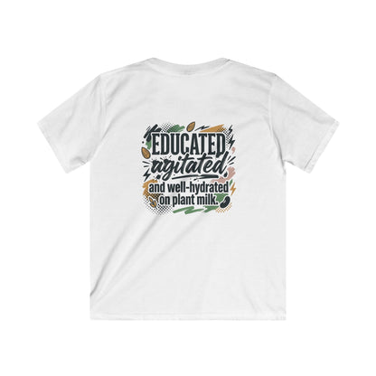 Kids Tee — "Educated, Agitated, and Well-Hydrated on Plant Milk" Graphic Tee - ConsciousValues