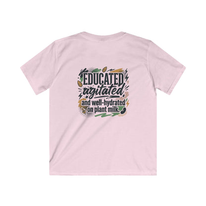 Kids Tee — "Educated, Agitated, and Well-Hydrated on Plant Milk" Graphic Tee - ConsciousValues