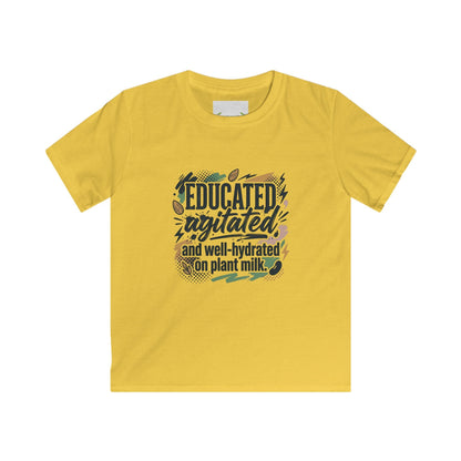 Kids Tee — "Educated, Agitated, and Well-Hydrated on Plant Milk" Graphic Tee - ConsciousValues