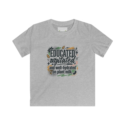 Kids Tee — "Educated, Agitated, and Well-Hydrated on Plant Milk" Graphic Tee - ConsciousValues