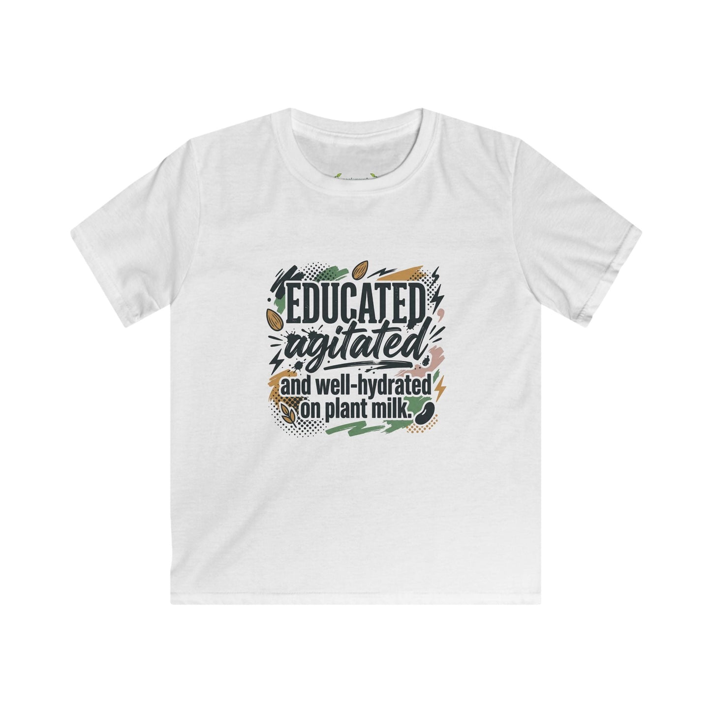 Kids Tee — "Educated, Agitated, and Well-Hydrated on Plant Milk" Graphic Tee - ConsciousValues