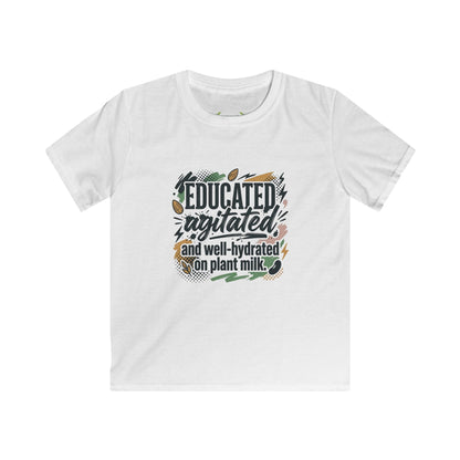 Kids Tee — "Educated, Agitated, and Well-Hydrated on Plant Milk" Graphic Tee - ConsciousValues