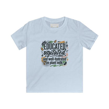 Kids Tee — "Educated, Agitated, and Well-Hydrated on Plant Milk" Graphic Tee - ConsciousValues