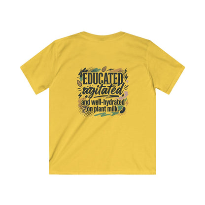 Kids Tee — "Educated, Agitated, and Well-Hydrated on Plant Milk" Graphic Tee - ConsciousValues