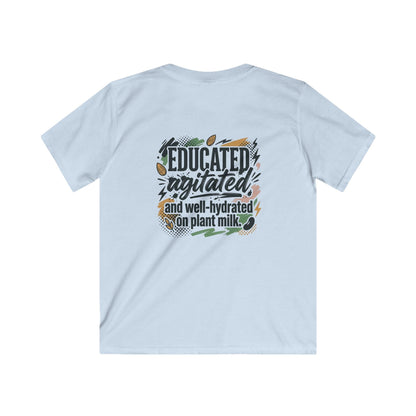 Kids Tee — "Educated, Agitated, and Well-Hydrated on Plant Milk" Graphic Tee - ConsciousValues