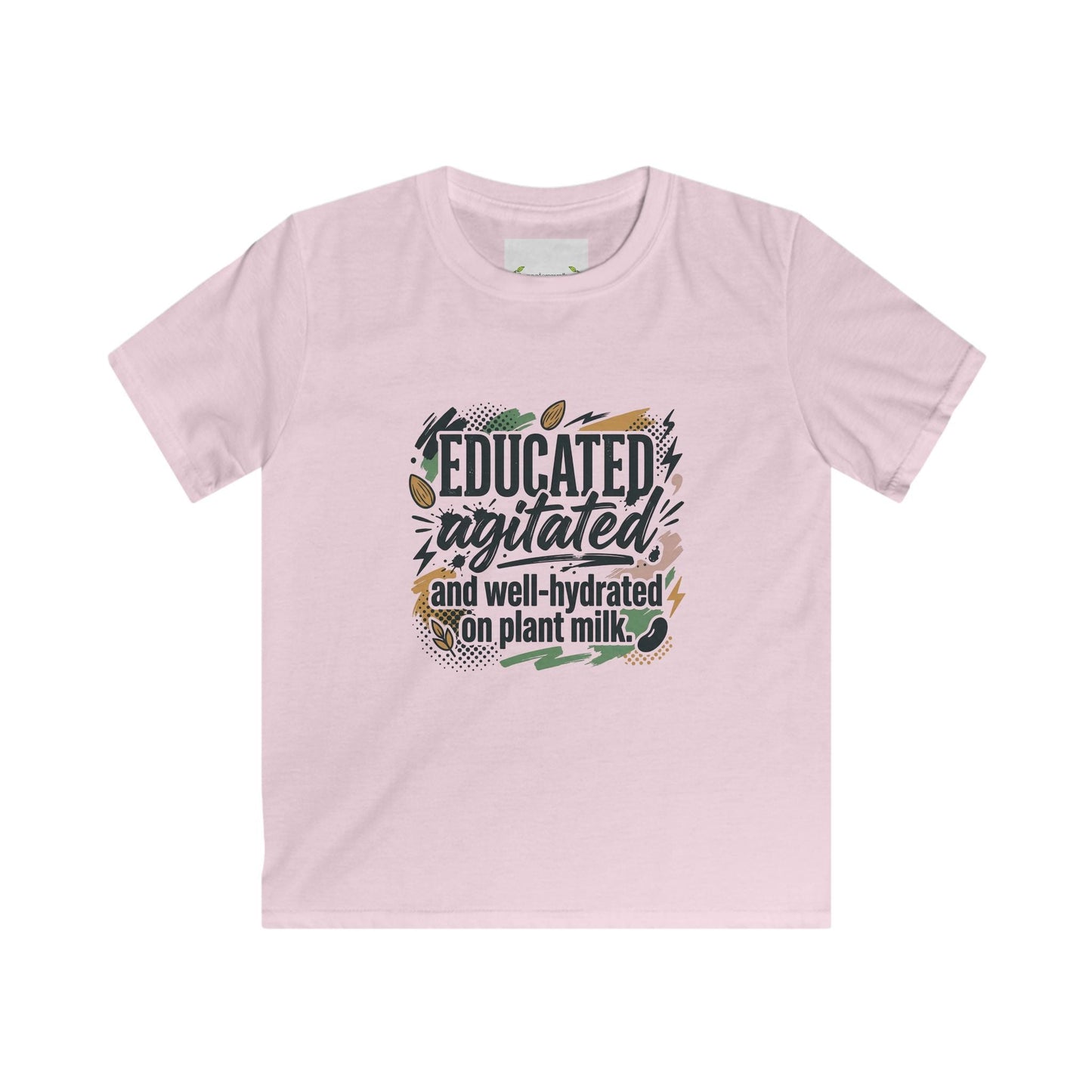 Kids Tee — "Educated, Agitated, and Well-Hydrated on Plant Milk" Graphic Tee - ConsciousValues
